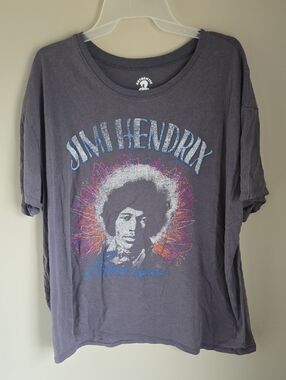 Sz XXXL (22) Jimi Hendrix Glitter Short Sleeved Tee Shirt For Women